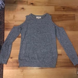 Open shoulder gray sweater